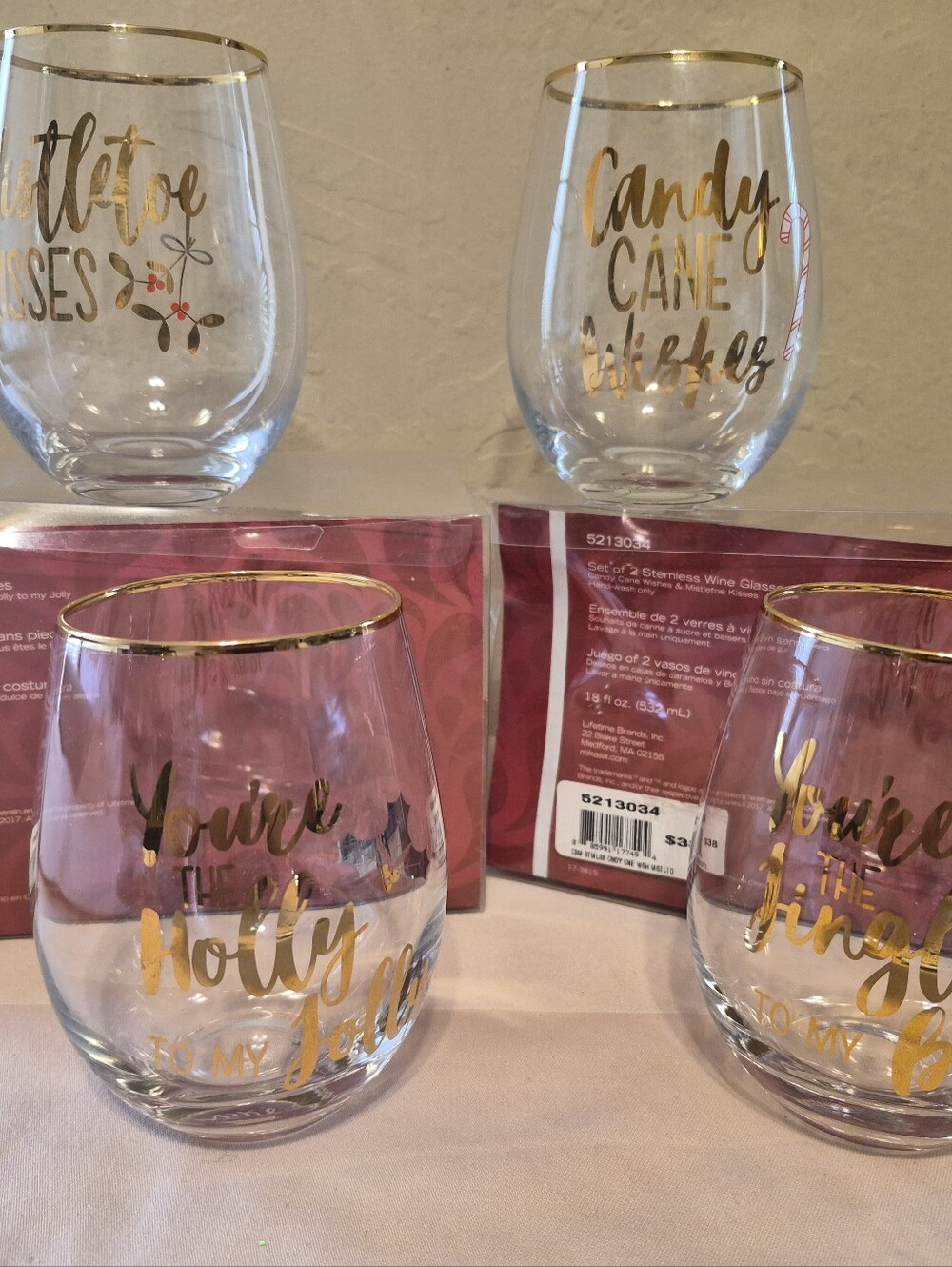 MIKASA Stemless Wine  Glasses set of 4   NWT 18 oz